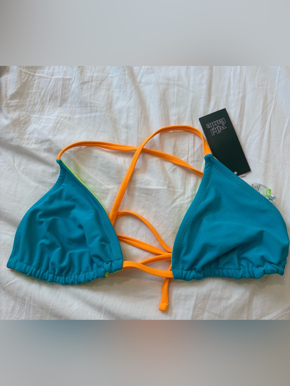 wild fable Teal Triangle Bikini Top with Orange Straps